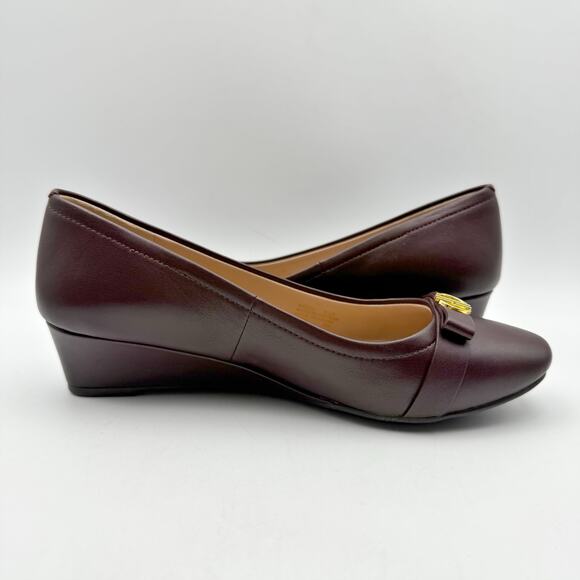 Cole Haan Womens Malta Wedge Heel US 5.5B EU 35.5 Burgundy Leather NIB - Picture 4 of 12